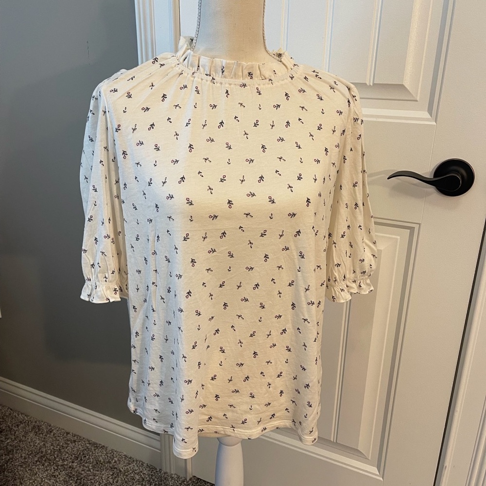 Loft Outlet Floral Ruffle Puff Sleeve Top - Large - NWOT
